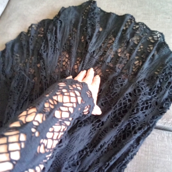 Goth Black Mesh Hi Lo Tunic Top XL - Picture 7 of 12